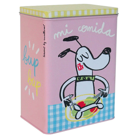 Tin storage box, dog